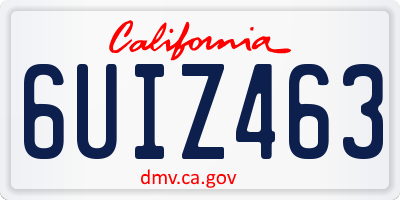 CA license plate 6UIZ463