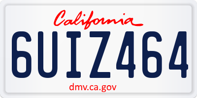 CA license plate 6UIZ464