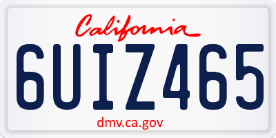 CA license plate 6UIZ465