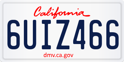 CA license plate 6UIZ466