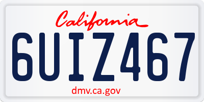 CA license plate 6UIZ467