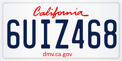CA license plate 6UIZ468