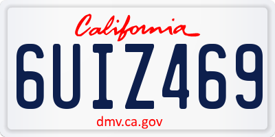 CA license plate 6UIZ469
