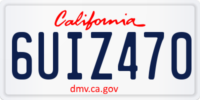 CA license plate 6UIZ470