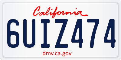 CA license plate 6UIZ474