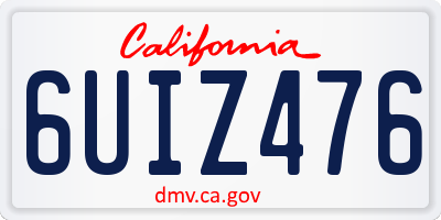 CA license plate 6UIZ476