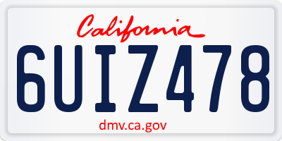 CA license plate 6UIZ478
