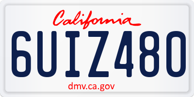 CA license plate 6UIZ480