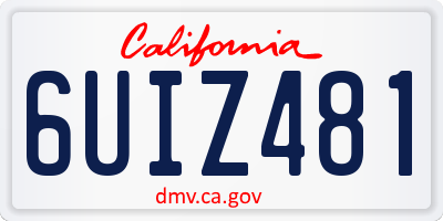 CA license plate 6UIZ481