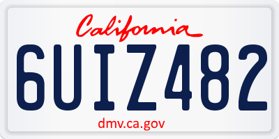 CA license plate 6UIZ482