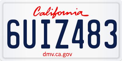 CA license plate 6UIZ483