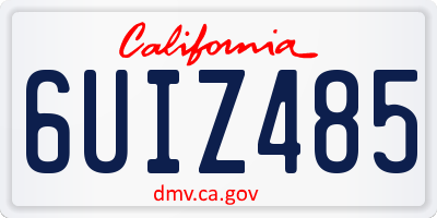 CA license plate 6UIZ485