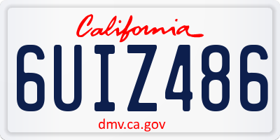 CA license plate 6UIZ486