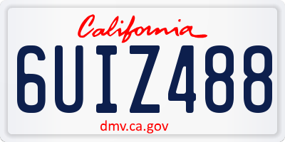 CA license plate 6UIZ488