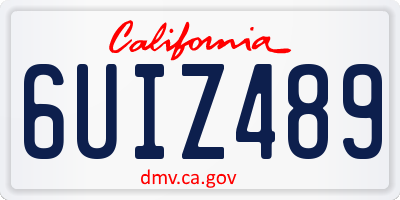 CA license plate 6UIZ489