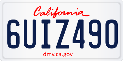 CA license plate 6UIZ490
