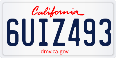 CA license plate 6UIZ493