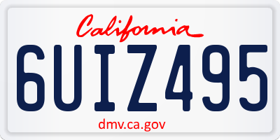CA license plate 6UIZ495