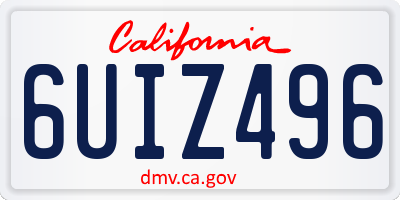 CA license plate 6UIZ496