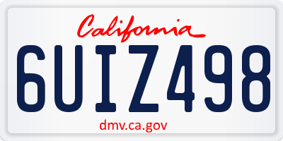 CA license plate 6UIZ498