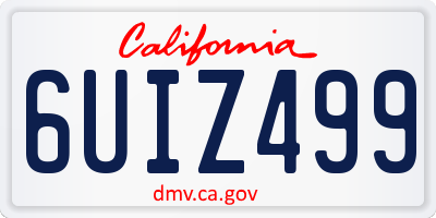 CA license plate 6UIZ499