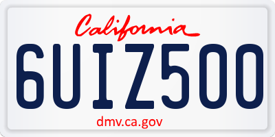 CA license plate 6UIZ500