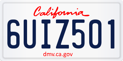 CA license plate 6UIZ501