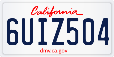 CA license plate 6UIZ504