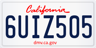 CA license plate 6UIZ505