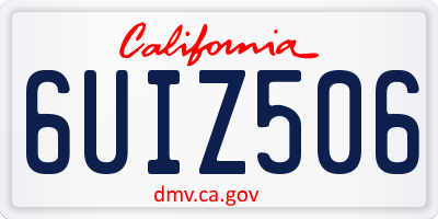 CA license plate 6UIZ506