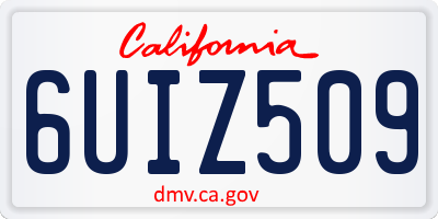 CA license plate 6UIZ509