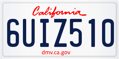 CA license plate 6UIZ510
