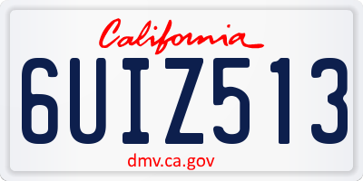 CA license plate 6UIZ513