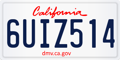 CA license plate 6UIZ514