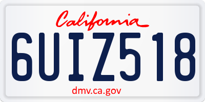 CA license plate 6UIZ518