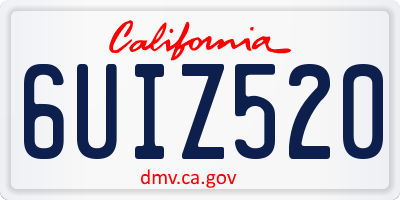 CA license plate 6UIZ520
