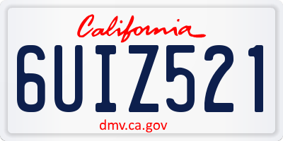 CA license plate 6UIZ521