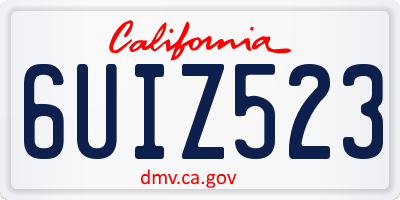 CA license plate 6UIZ523