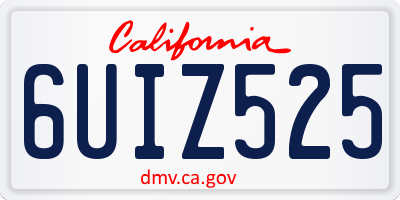 CA license plate 6UIZ525