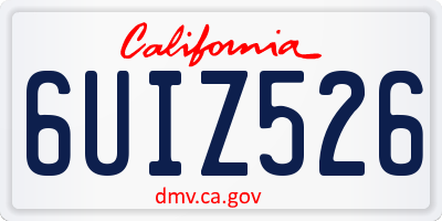 CA license plate 6UIZ526