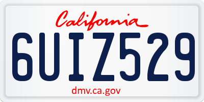 CA license plate 6UIZ529