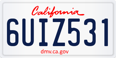CA license plate 6UIZ531