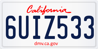 CA license plate 6UIZ533