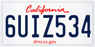 CA license plate 6UIZ534