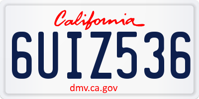 CA license plate 6UIZ536