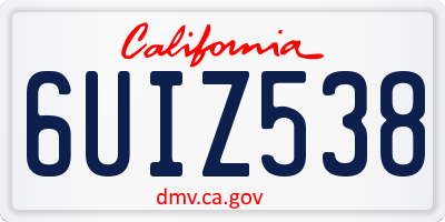 CA license plate 6UIZ538