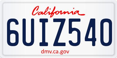 CA license plate 6UIZ540