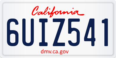 CA license plate 6UIZ541