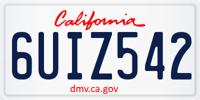 CA license plate 6UIZ542