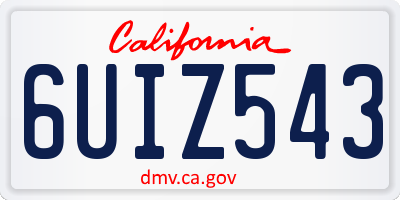 CA license plate 6UIZ543